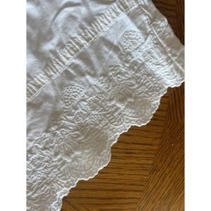 Simply Shabby Chic King Pillowcases Crisp White Set Pair Embroidered Scroll Edge